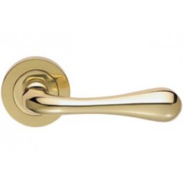 AQ1pb polished brass door handle on rose