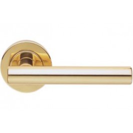 AQ4pb polished brass door handle on rose
