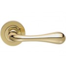 AQ1pb polished brass door handle on rose