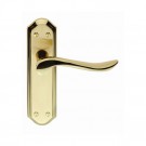 DL451sbpb satin brass/polished brass latch handle short plate