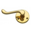 DL56pb Victorian Scroll Polished Brass Lever on Round Rose